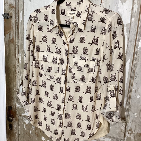 Anthropologie Porridge Owl Button Down Knit Back - Small - Picture 2 of 10